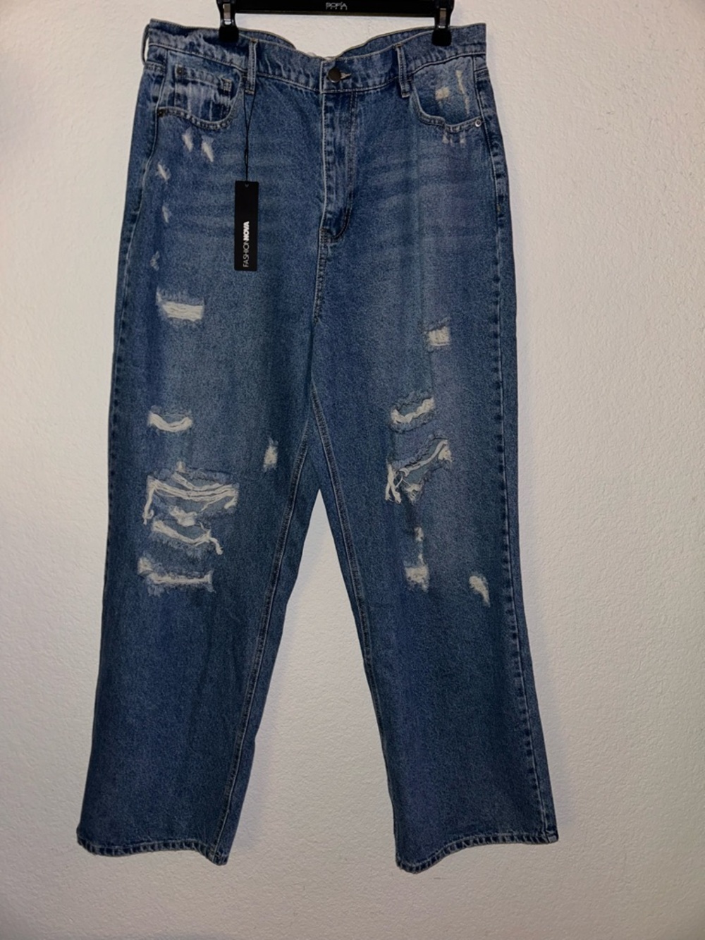 Fashion Nova Light Blue Distressed Denim Jeans